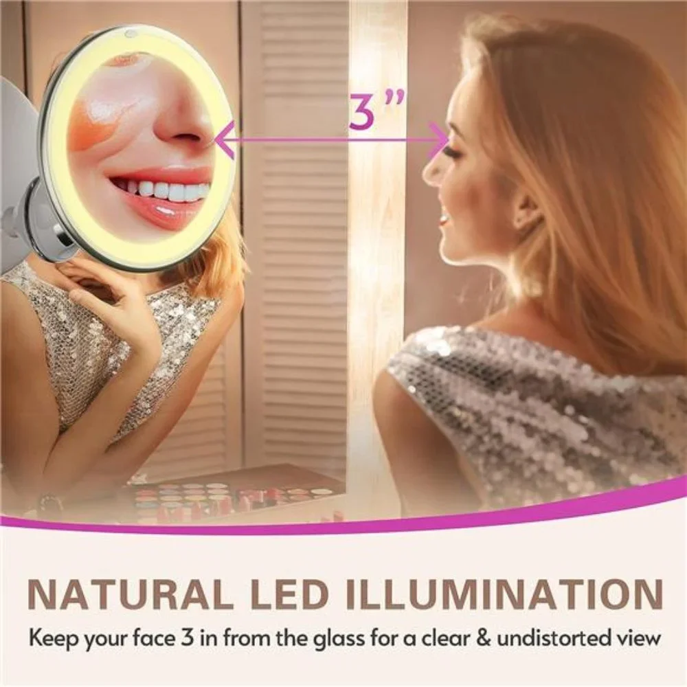Upgraded 10x Magnifying Lighted Makeup Mirror with TouchControl,Powerful Locking